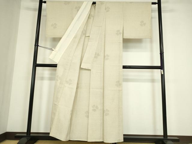 平和屋着物▽本塩沢　単衣　舞花文　110亀甲　正絹　逸品　DABE4448az_2