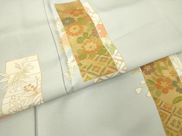 平和屋着物▽訪問着　単衣　短冊花文　金彩　正絹　逸品　DABE4475az_5