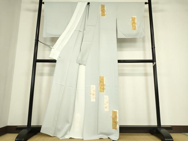 平和屋着物▽訪問着　単衣　短冊花文　金彩　正絹　逸品　DABE4475az_1