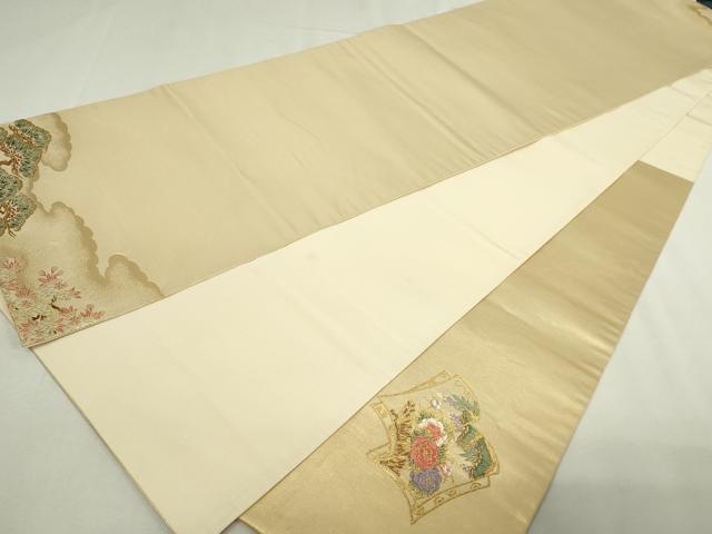平和屋本店▼西陣　泰正織物謹製　太鼓柄袋帯　唐織　作家物　扇面冊子花鳥文　本金箔　正絹　逸品　DABE9299sf_7