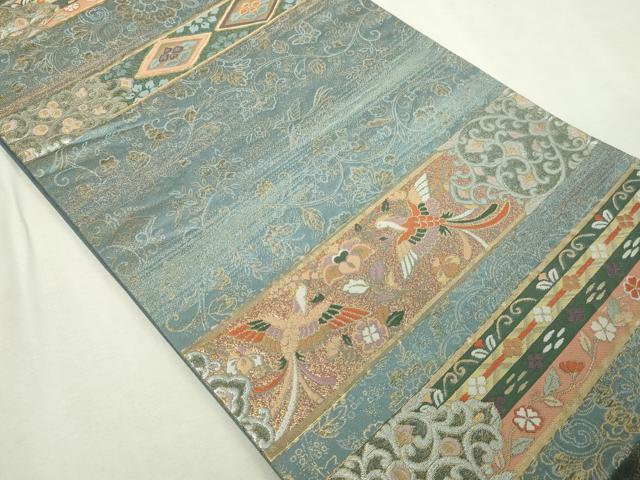 平和屋本店▼六通柄袋帯　唐織　宝倉段文　本金箔　正絹　逸品　DABE9324sf_1