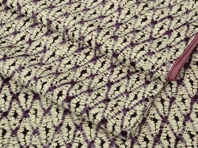 平和屋本店●極上　岩手の匠　草紫堂　南部絞り　紫根染　紬　菱繋ぎ　正絹　逸品　DZAB4106kh6