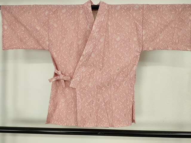 平和屋着物∴極上　夏物　レース甚平　浴衣　総レース　花唐草文　オールドローズ色　逸品　新品　DZAB10213kh6_2