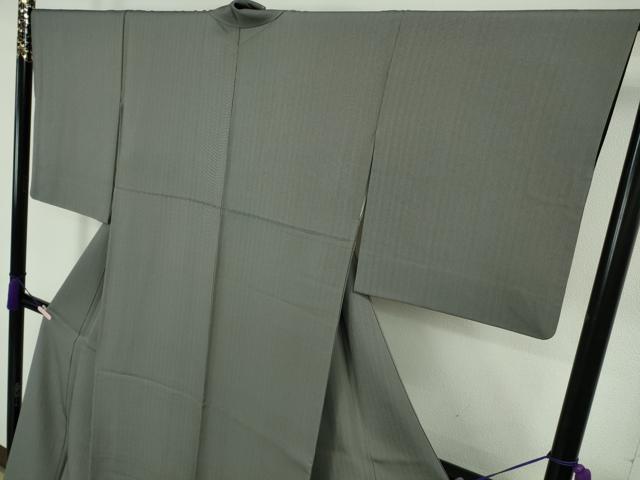 平和屋本店●極上　お召　毛万筋　墨色×薄鈍色　逸品　DZAB2538kh6_3