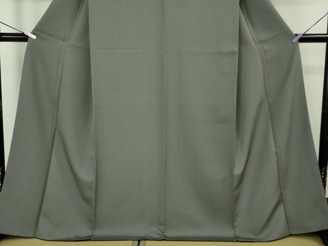 平和屋本店●極上　お召　毛万筋　墨色×薄鈍色　逸品　DZAB2538kh6_4
