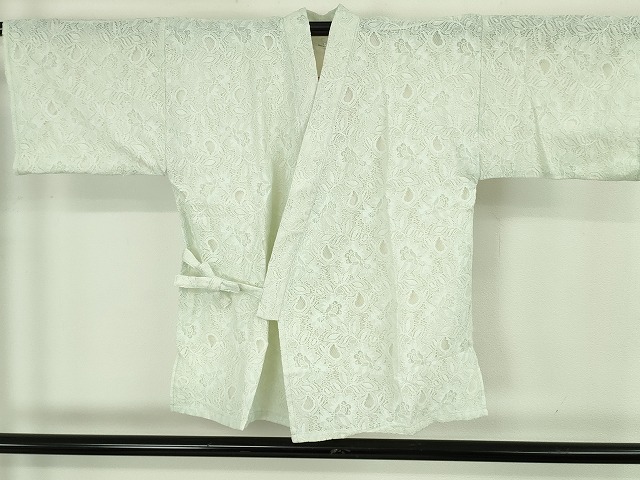 平和屋着物∴極上　夏物　レース甚平　浴衣　総レース　花唐草文　スカイグリーン色　逸品　新品　DZAB10430kh6_2
