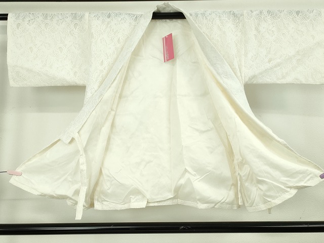 平和屋着物∴極上　夏物　レース甚平　浴衣　総レース　花唐草文　ホワイト　白地　逸品　新品　DZAB10338kh6_3