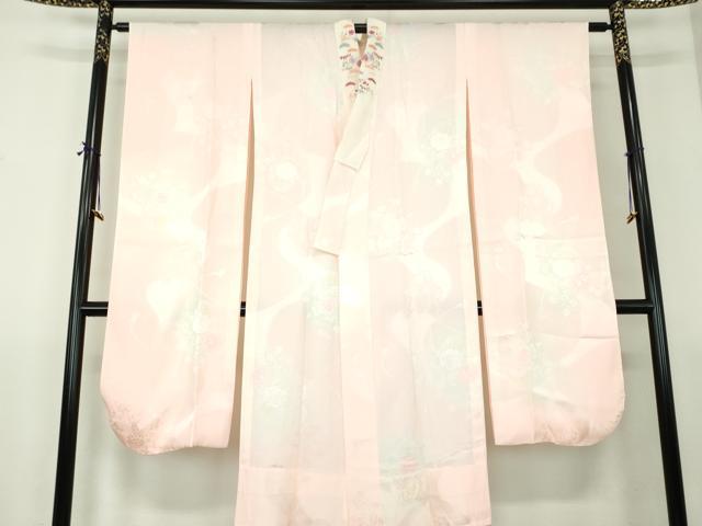 平和屋着物●振袖用長襦袢　無双仕立て　半衿刺繍　花籠地紋　暈し染め　正絹　逸品　DABG8211ps