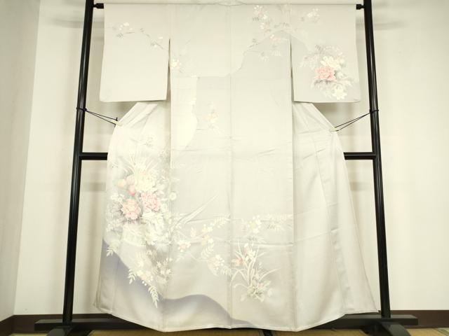 平和屋着物▽訪問着　単衣　友禅　刺繍　花籠文　正絹　逸品　DABG0714az 29,575円