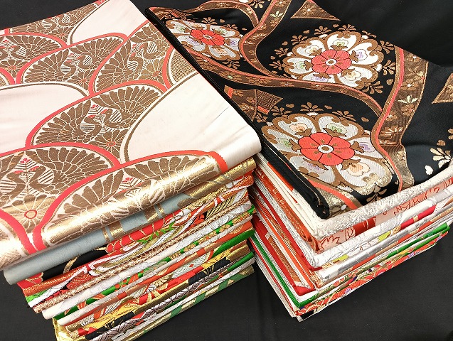 平和屋着物■子供帯 まとめて 35点 鳳凰 向かい鶴 孔雀 蝶 松竹梅 花柄 正倉院 アンティーク 金銀糸 など 着用可能多数 未使用品有 mmm1303