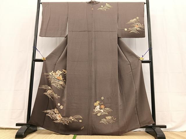 平和屋着物●訪問着　駒刺繍　飛鶴宝尽くし文　暈し染め　金彩　鬼しぼ縮緬　正絹　逸品　BAAX9988yc 27,040円