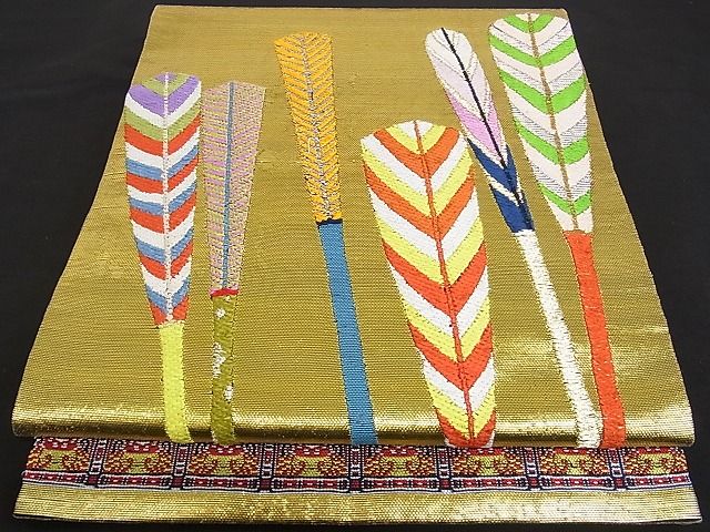 平和屋本店■極上　龍村平蔵製　本袋帯　唐織　大祝矢　金糸　正絹　逸品　3kk1381