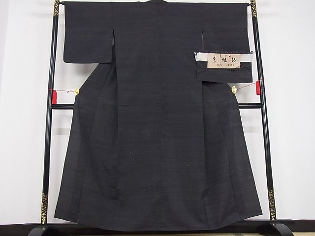 平和屋本店■極上 結城ちぢみ 単衣 小倉太々 青山みとも 今幡部 色無地 蝋色 着丈156cm 裄丈64.5cm 正絹 逸品 3kk2255