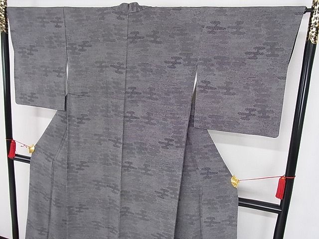 平和屋本店□極上 人間国宝 小宮康孝 江戸小紋 エ霞 黒地 高島屋扱い