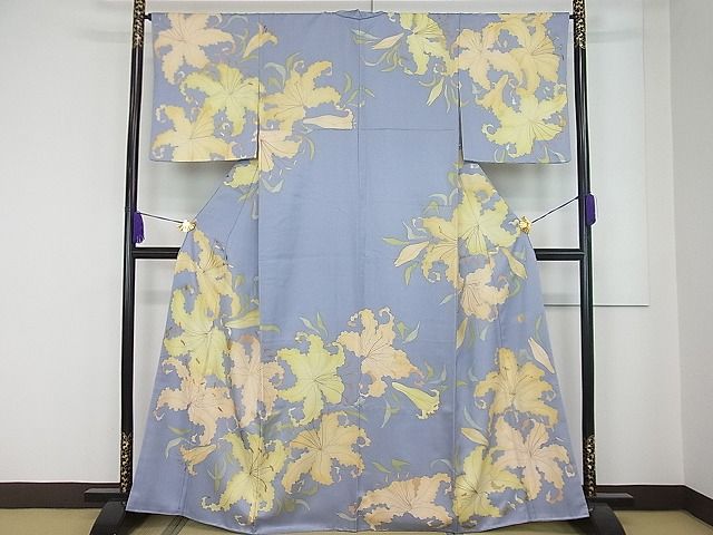 平和屋着物○結城紬 80亀甲 色紙枝花文 さが美扱い 正絹 逸品 CAAS6774yc