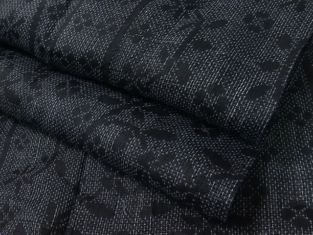 平和屋本店■極上　夏物　重要無形文化財　本場宮古上布　草花文　苧麻　逸品3s20340