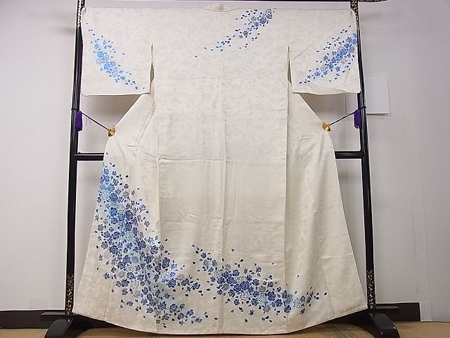 平和屋本店■極上　訪問着　薔薇　ラインストーン　暈し染め　銀彩　反端付き　逸品　CZAA0057s4