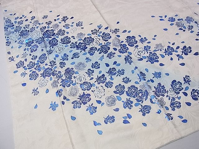 平和屋本店□極上 訪問着 薔薇 ラインストーン 暈し染め 銀彩 反