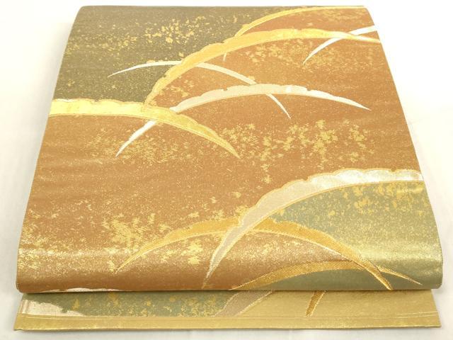 平和屋着物◎六通柄袋帯 幾何学文様 銀糸 引箔 正絹 逸品 BAAU8305hv