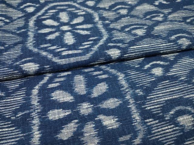 平和屋着物▽久留米絣 単衣 亀甲花青海波 胴抜き仕立て 綿
