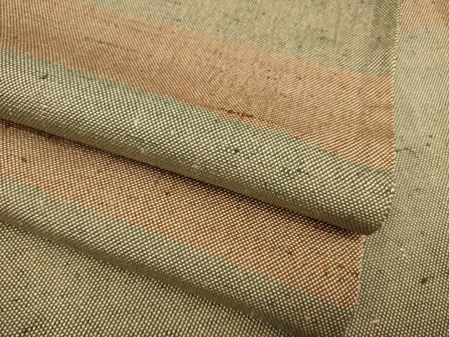 平和屋着物▽希少　ざざんざ織　伊兵衛織　単衣　横段文　正絹　逸品　AAAM4292ck