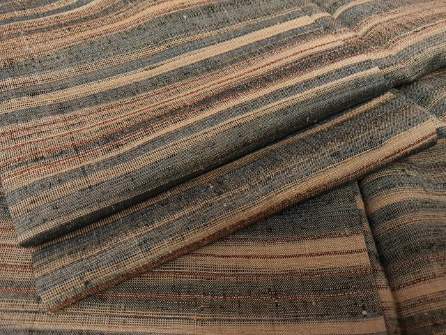平和屋着物○郡上紬 草木染 縞 正絹 逸品 AAAM9866np
