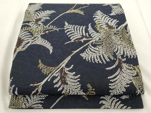 平和屋着物●六通柄袋帯　枝葉文　正絹　逸品　未使用　AAAN3771az