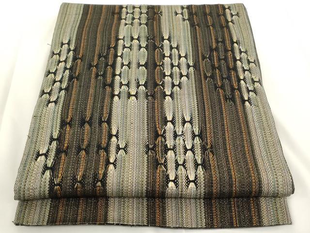 平和屋着物●太鼓柄袋帯　組織　間道　正絹　逸品　AAAN3774az