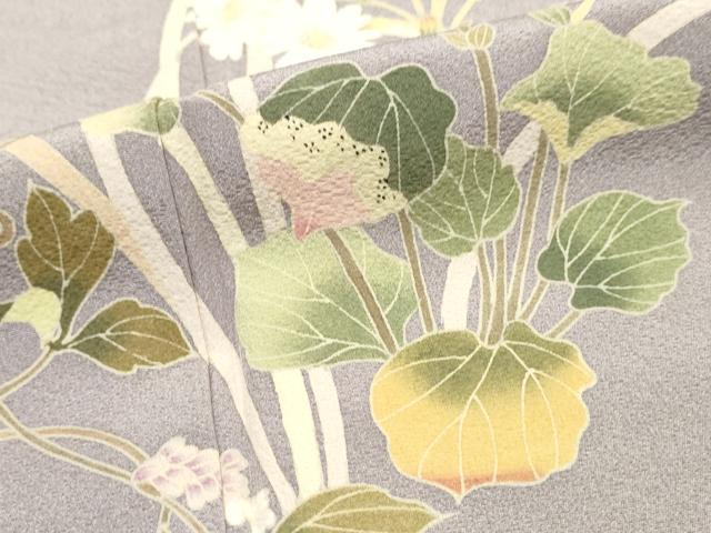 平和屋着物□京加賀友禅 松本健一 訪問着 草花文 正絹 逸品 AAAO3632ma