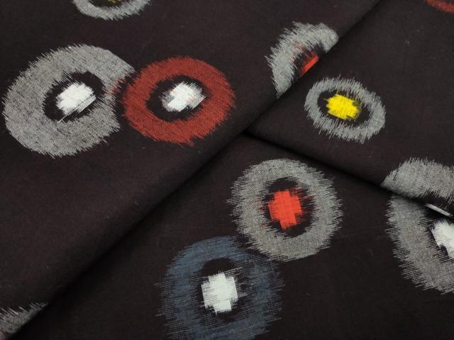 平和屋着物▽久留米絣　単衣　丸文　綿　逸品　AAAP2868ck