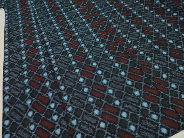 平和屋着物▽久留米絣 単衣 籠目文 綿 逸品 AAAP4010ck 紬