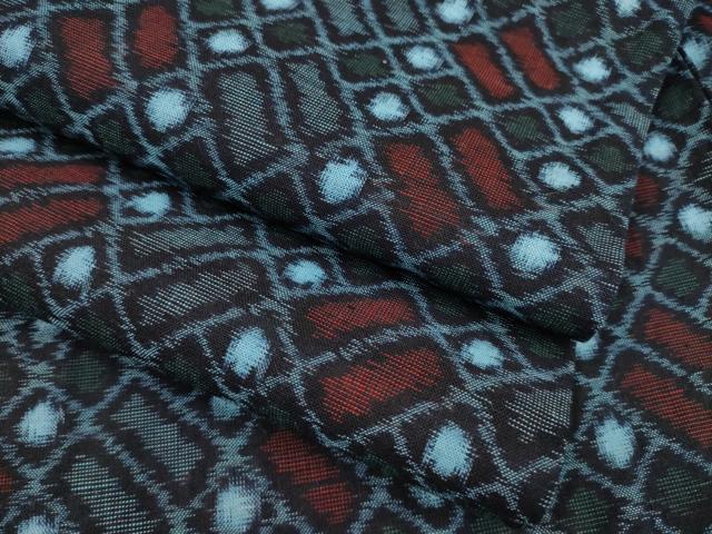 平和屋着物▽久留米絣　単衣　籠目文　綿　逸品　AAAP4010ck