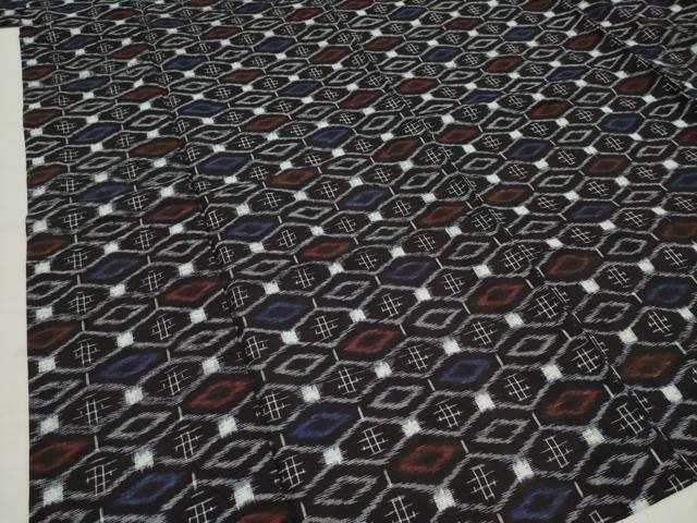 平和屋着物▽久留米絣 単衣 蜀江文 綿 逸品 AAAP6989ck