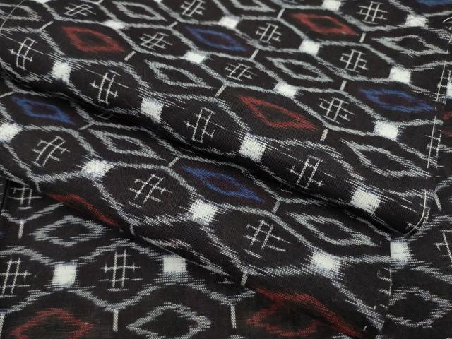 平和屋着物▽久留米絣　単衣　蜀江文　綿　逸品　AAAP6989ck