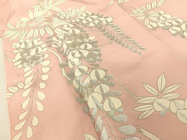 平和屋着物○銀座きしや 訪問着 駒刺繍 白銀藤ノ絵