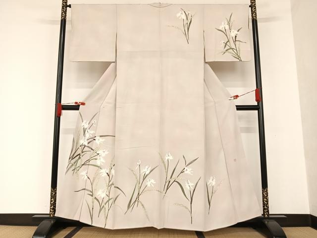 平和屋着物●天野木仙　訪問着　サギソウ　暈し染め　正絹　逸品　AAAQ0489np