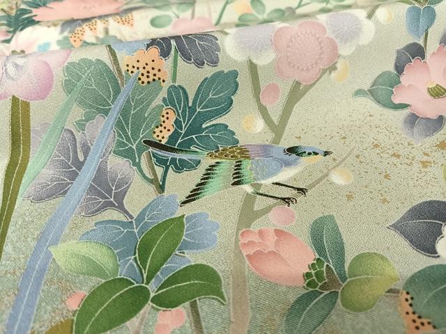 平和屋着物○訪問着 流水花鳥文 暈し染め 金銀彩 正絹 逸品 AABB7908ck