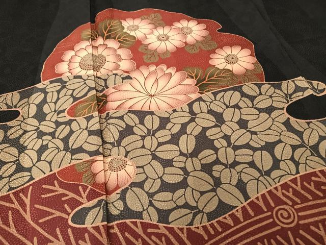 平和屋着物○豪華振袖 作家物 草花 桜 黒地 正絹 逸品 AAAQ0658np