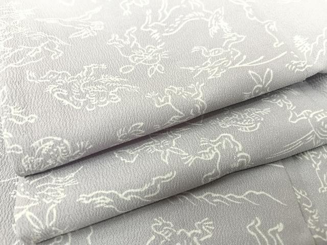 平和屋着物▽小紋　単衣　鳥獣戯画　洗える着物　AAAQ0690np