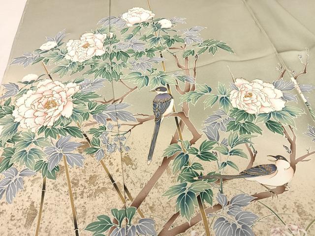 平和屋着物○十日町友禅 関芳 泰常 色留訪問着 枝花に