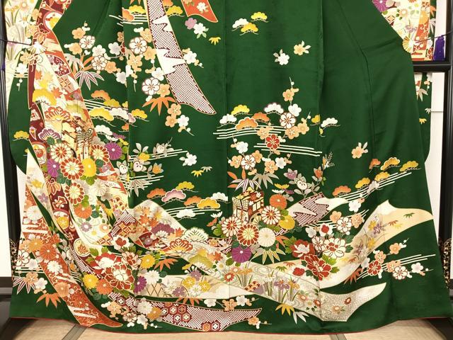 平和屋着物○豪華振袖 刺繍 松竹梅御所車花文 金糸 金彩 正絹