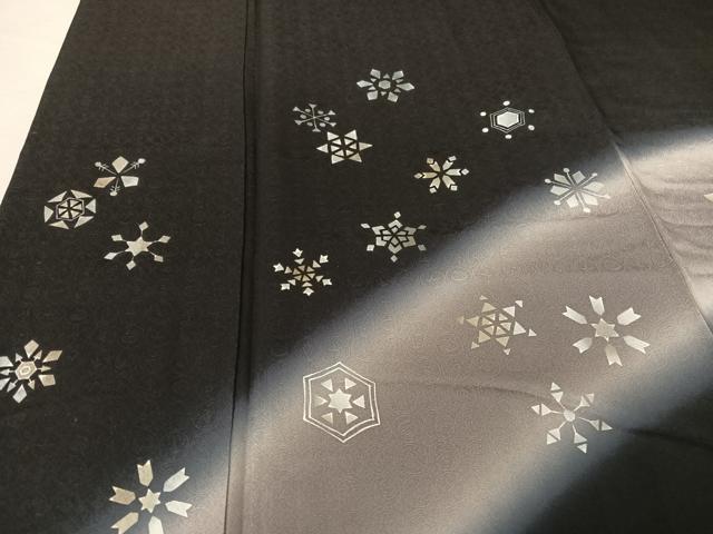 平和屋着物○訪問着 紬地 刺繍 雪華 木版染め 金糸 ゑり善