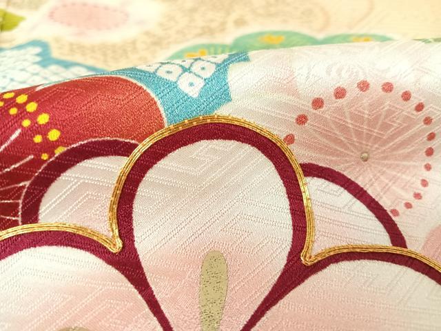 平和屋着物○豪華振袖 駒刺繍 雲取り草花文 金彩 正絹 逸品 AAAQ0760np