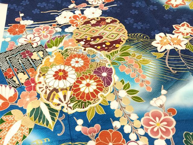 平和屋着物●豪華振袖　駒刺繍　雪輪花青海波　金彩　正絹　逸品　AABA0799ck 平和屋着物○豪華振袖 駒刺繍 雪輪花青海波 金彩 正絹 逸品 AABA0799ck