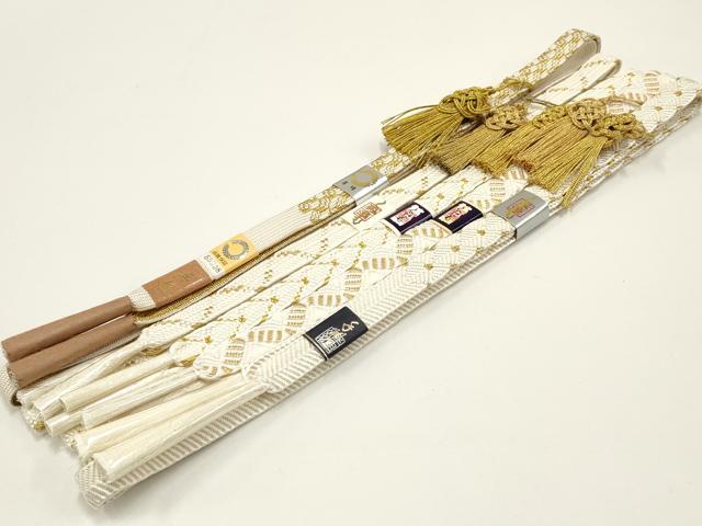 平和屋着物●和装小物　上質な帯締め5本セット　礼装用　高麗組 綾出し　笹浪組　金糸　亀房付き　逸品　全て未使用　AAAQ2684ay