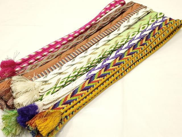 平和屋着物●和装小物　上質な帯締め10本セット　唐組　笹浪組　奈良組　手組み　金糸　ラメ糸使用　たこ足房　正絹　逸品　AAAQ2694ay