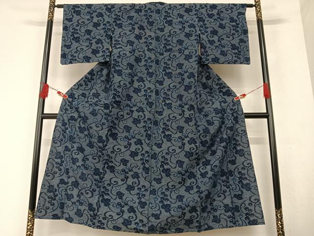 平和屋着物▽極上　久留米絣　単衣　葡萄蔦の葉文　綿　逸品　AAAQ2851zg 平和屋着物▽極上 久留米絣 単衣 葡萄蔦の葉文 綿 逸品 AAAQ2851zg