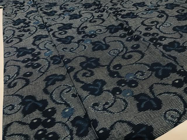 平和屋着物▽極上 久留米絣 単衣 葡萄蔦の葉文 綿 逸品 AAAQ2851zg