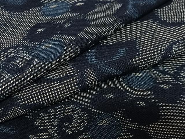 平和屋着物▽極上　久留米絣　単衣　葡萄蔦の葉文　綿　逸品　AAAQ2851zg