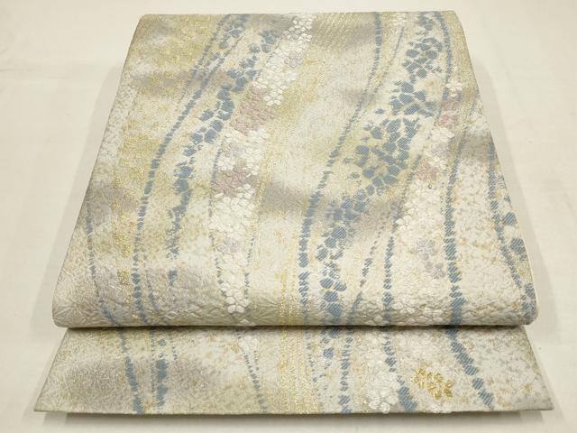 平和屋着物●六通柄袋帯　清水縦流桜　金銀糸　さが美扱い　正絹　逸品　AAAQ7622wj